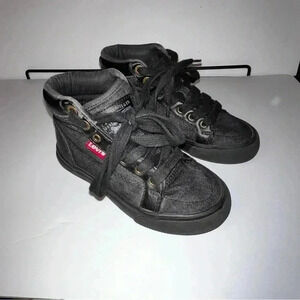 Levi's Youth Shoes Sz 11 Black Canvas Sneaker High Top Athletic Urban Skate